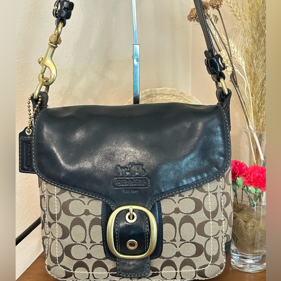Coach Handbags - COACH Bleecker SoHo Burnished Leather & Signature C Jacquard Shoulder Bag